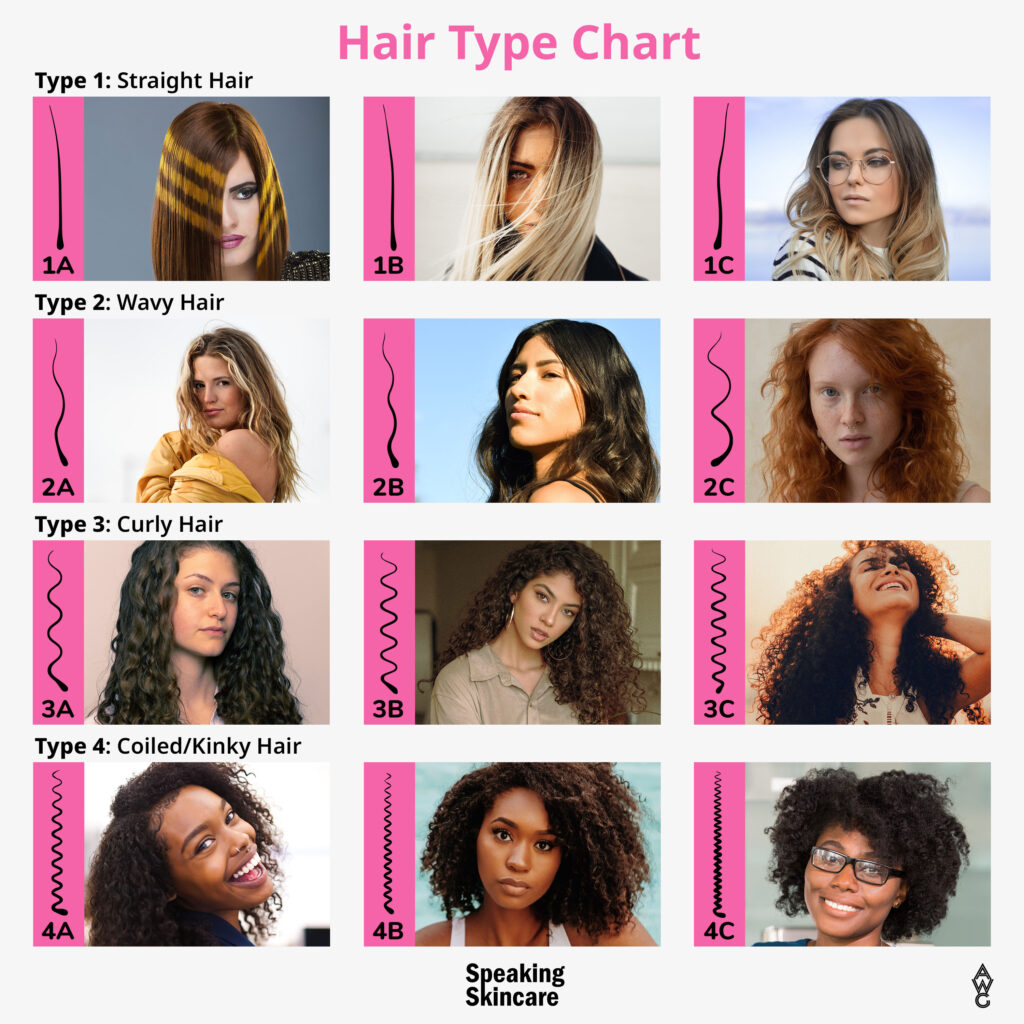 A chart showing the different types of hair