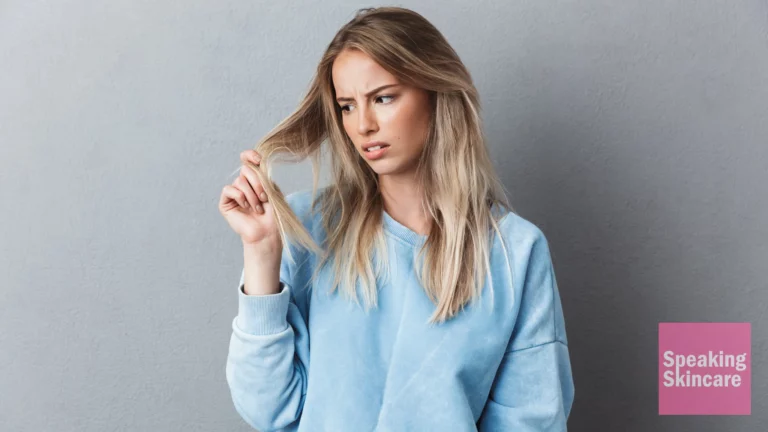 A woman looking at her bad hair