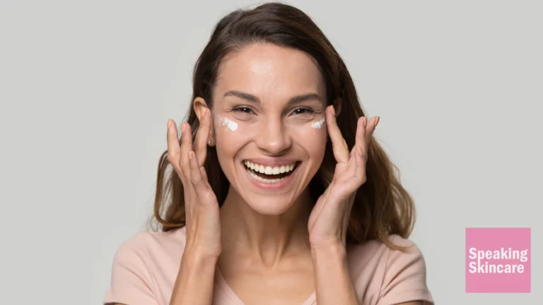 A woman using eye cream