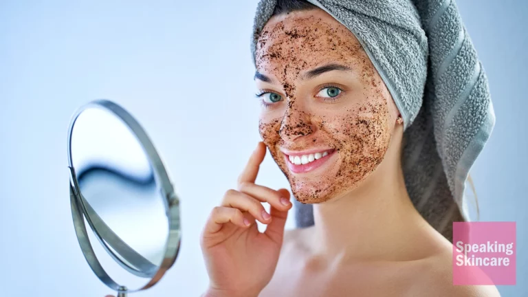 A woman using face scrub