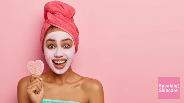 A woman wearing a clay mask