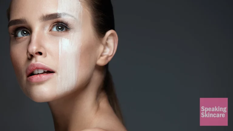 A woman wearing face cream
