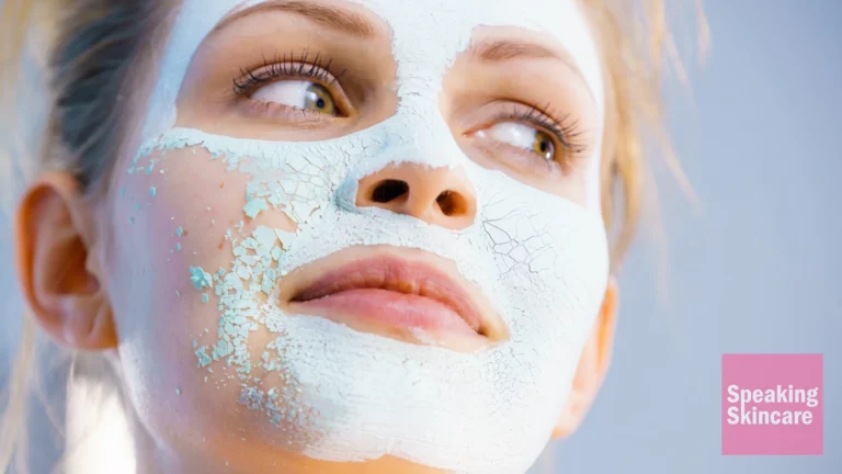 A woman in a dry clay mask