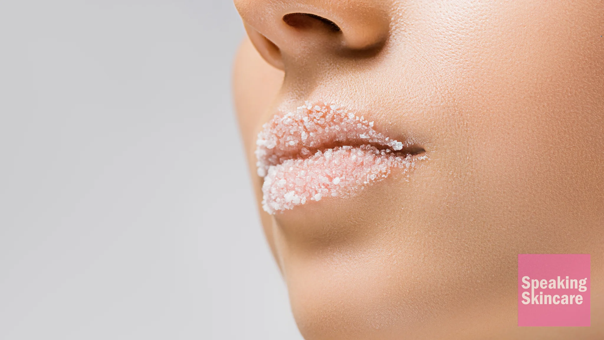 Lip scrub on lips