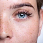 A close-up of eyelashes