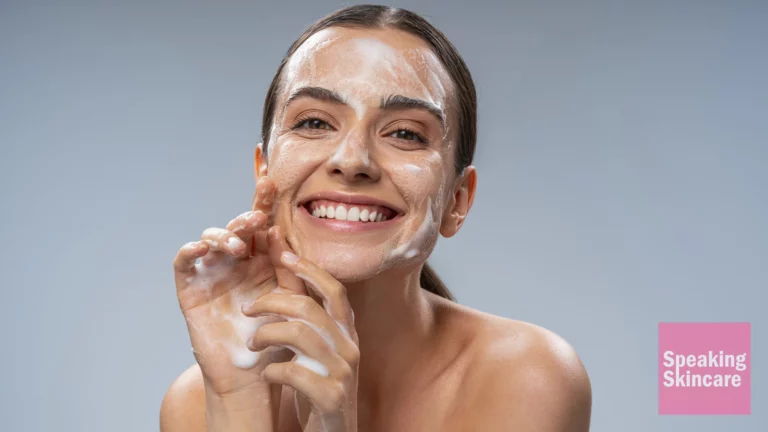 A woman washing her face