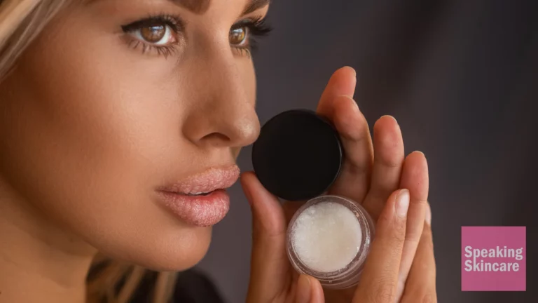 A woman holding a product