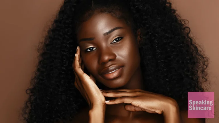 A black woman with shiny skin