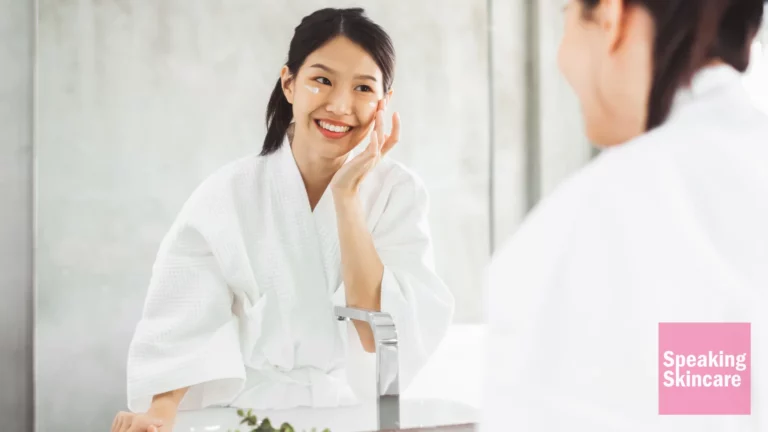 Asian woman using skincare