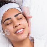 A woman having skin treatment