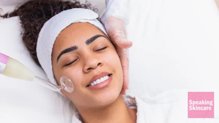 A woman having skin treatment