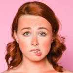 A woman with red skin