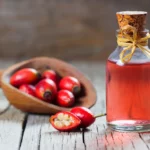 A bottle of red oil