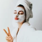 A woman wearing a face mask.